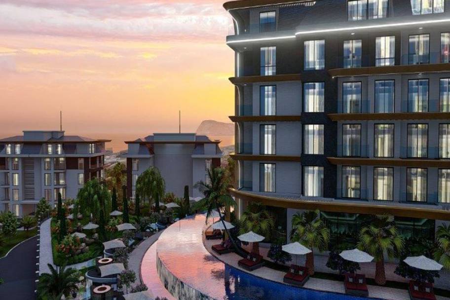 Eksklusiv residens i Kestel med havutsikt og luksuriøs resort-stil