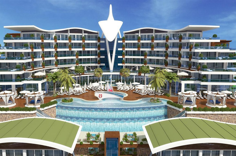 Middelhavsleilighet med sjøutsikt i Konaklıs eksklusive Admiral Residence