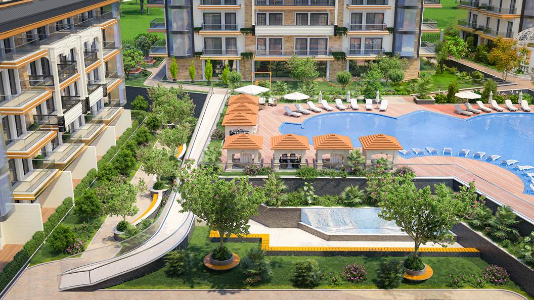 Eksklusive resort-lejligheder til salg i hjertet af Oba, Alanya