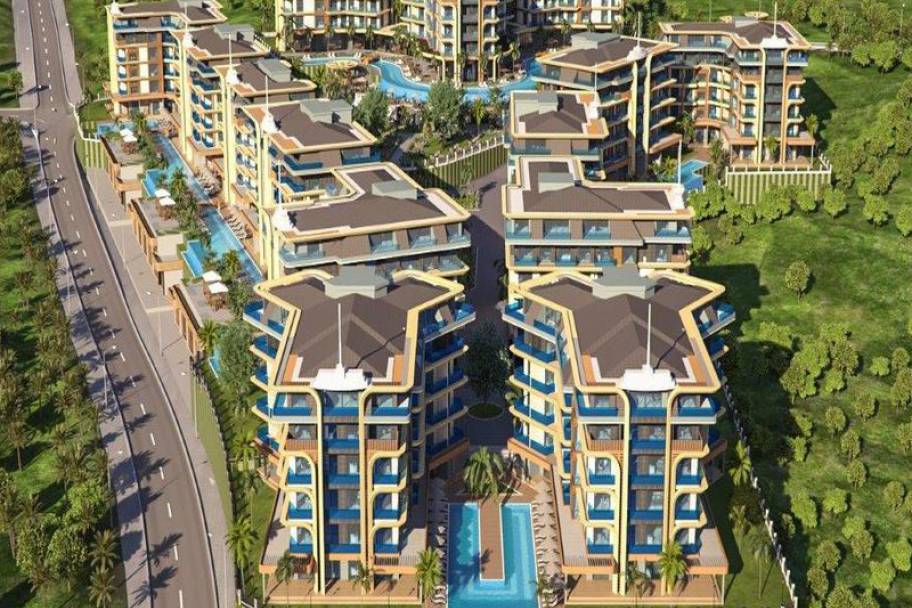 Eksklusiv residens i Kestel med havutsikt og luksuriøs resort-stil