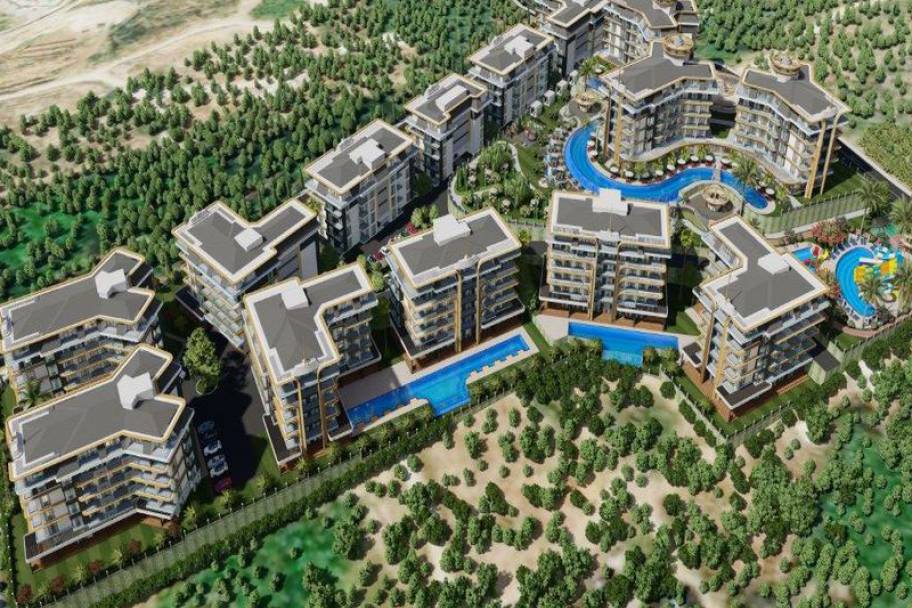 Eksklusiv residens i Kestel med havutsikt og luksuriøs resort-stil