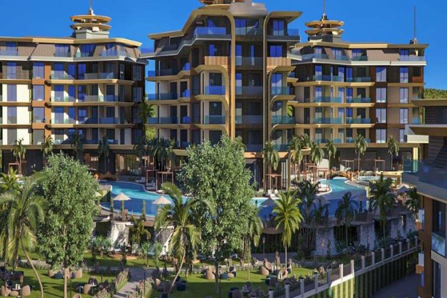 Eksklusiv residens i Kestel med havutsikt og luksuriøs resort-stil