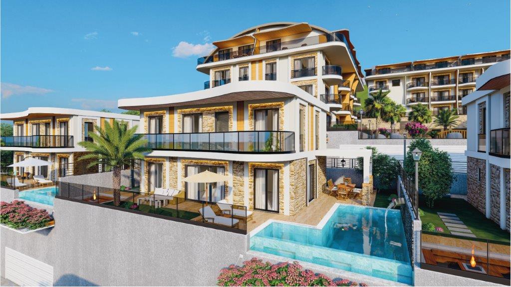 Appartements Duplex et Villas Privées d'Architecte avec Vue Mer à Kargıcak, Alanya