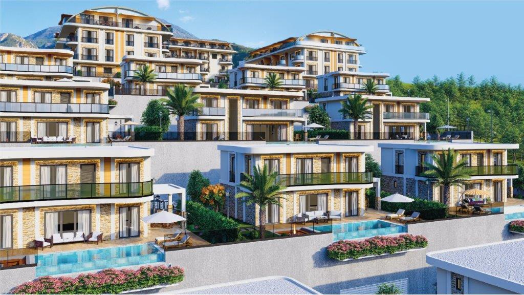 Appartements Duplex et Villas Privées d'Architecte avec Vue Mer à Kargıcak, Alanya